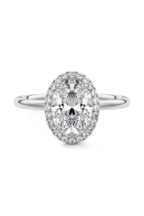 14K White Gold Plated Wedding Rings - 2.1 Ct Oval Cut Diamond Rings - Silver Diamond Beautiful Special Occasion Ring - Christmas Gift for Her - Solo Stone Wedding Diamond Rings