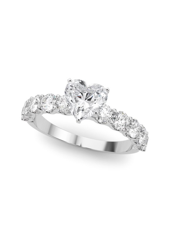 2.02 Ct Heart Shaped Lab-Created Simulated Diamond Bridal Engagement Band 14K White Gold Plated for Women