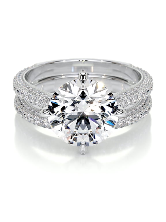 2.1 Ct Round Cut Lab-Created Simulated Diamond Solitaire Accent Engagement Wedding Ring 14K White Gold Plated for Her
