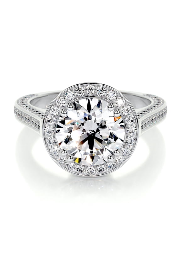 2.1 Ct VVS1/D Cushion Cut Lab Created Simulated Diamond Ring for Women's - 14K White Gold Plated Ring for Women's - Halo Diamond Ring for Women's - Eternity Diamond Ring for Her