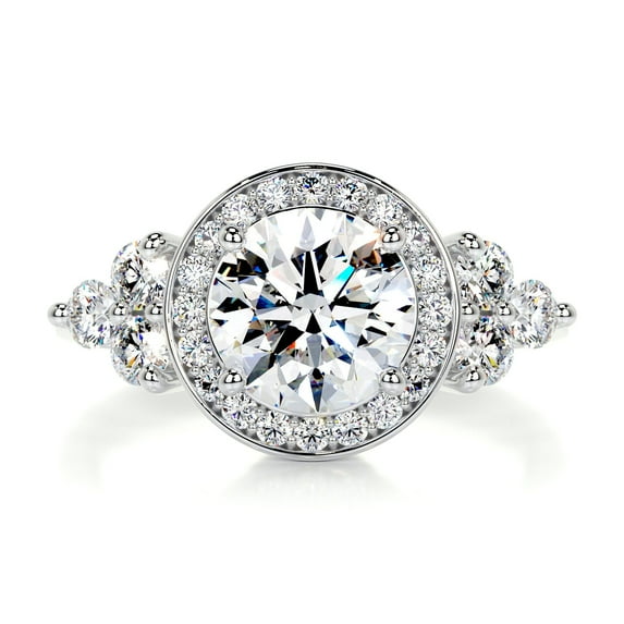 Bella Jewel 2.1 Ct VVS1/D Round Cut Lab Created Diamond Ring for Her - 14K White Gold Plated Ring - Engagement Wedding Diamond Ring for Women's - Bezel Set Halo Diamond Ring - Wedding Ring