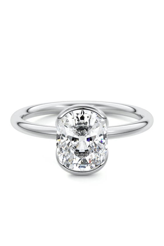 2.1Ct Cushion Cut Diamond Ring - 14K White Gold Plated Ring - Halo Design Silver Jewellery for Ring - Engagement Wedding Jewellery for Women's - Party Wear Diamond Ring - Proposal Ring