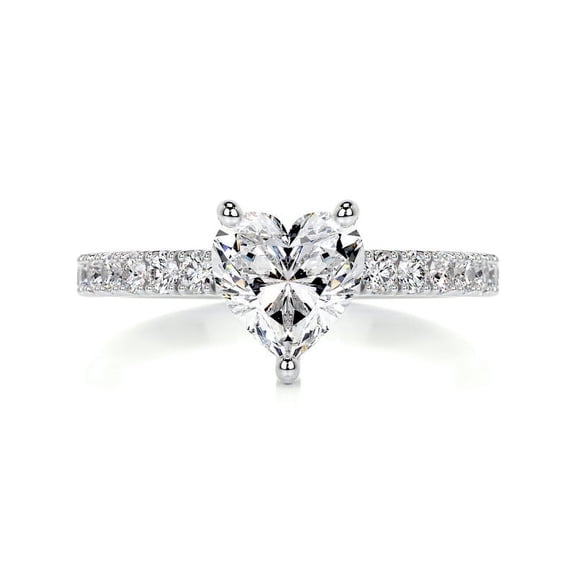 Bella Jewel 2.2 Ct Heart Cut Lab-Created Simulated Diamond Wedding Ring 14K White Gold Plated Jewelry for Anniversary and Proposal Gifts