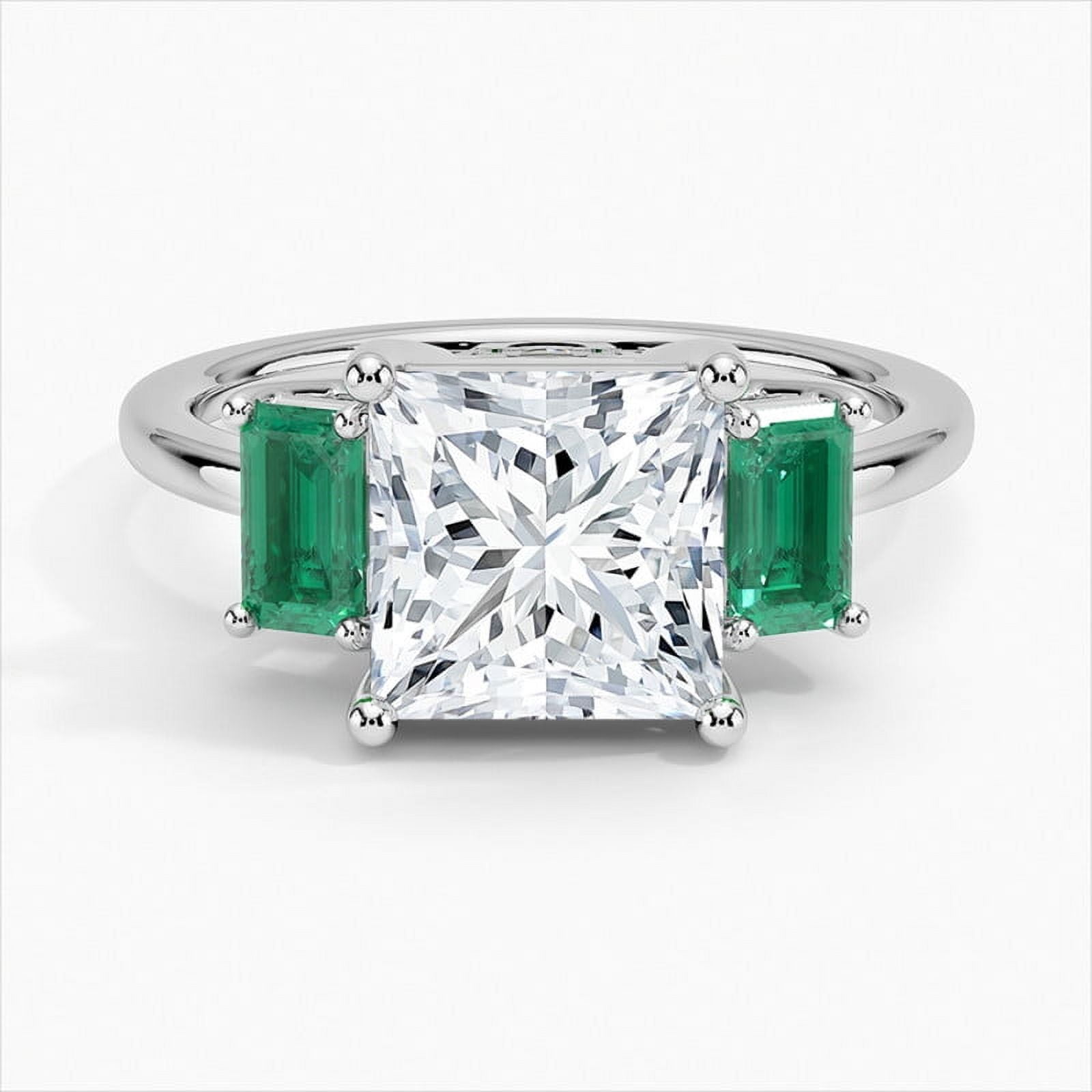 Bella Jewel 2.43 Ct Three Stone Princess Cut Lab Created Emerald
