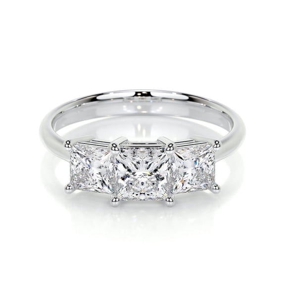Bella Jewel 2.5 Ct Princess Cut 3 Stone Lab-Created Simulated Diamond Engagement Ring 14K White Gold Plated Women's Jewelry for Proposals and Celebrations
