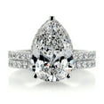 thumbnail image 1 of Bella Jewel 2.6 Ct Pear Cut Hidden Halo Two Eternity Diamond Ring - Lab-Created Simulated Diamond in 14K White Gold Plated - Timeless Her Wedding Ring - Great Gift for Wedding and Celebratory Event, 1 of 3