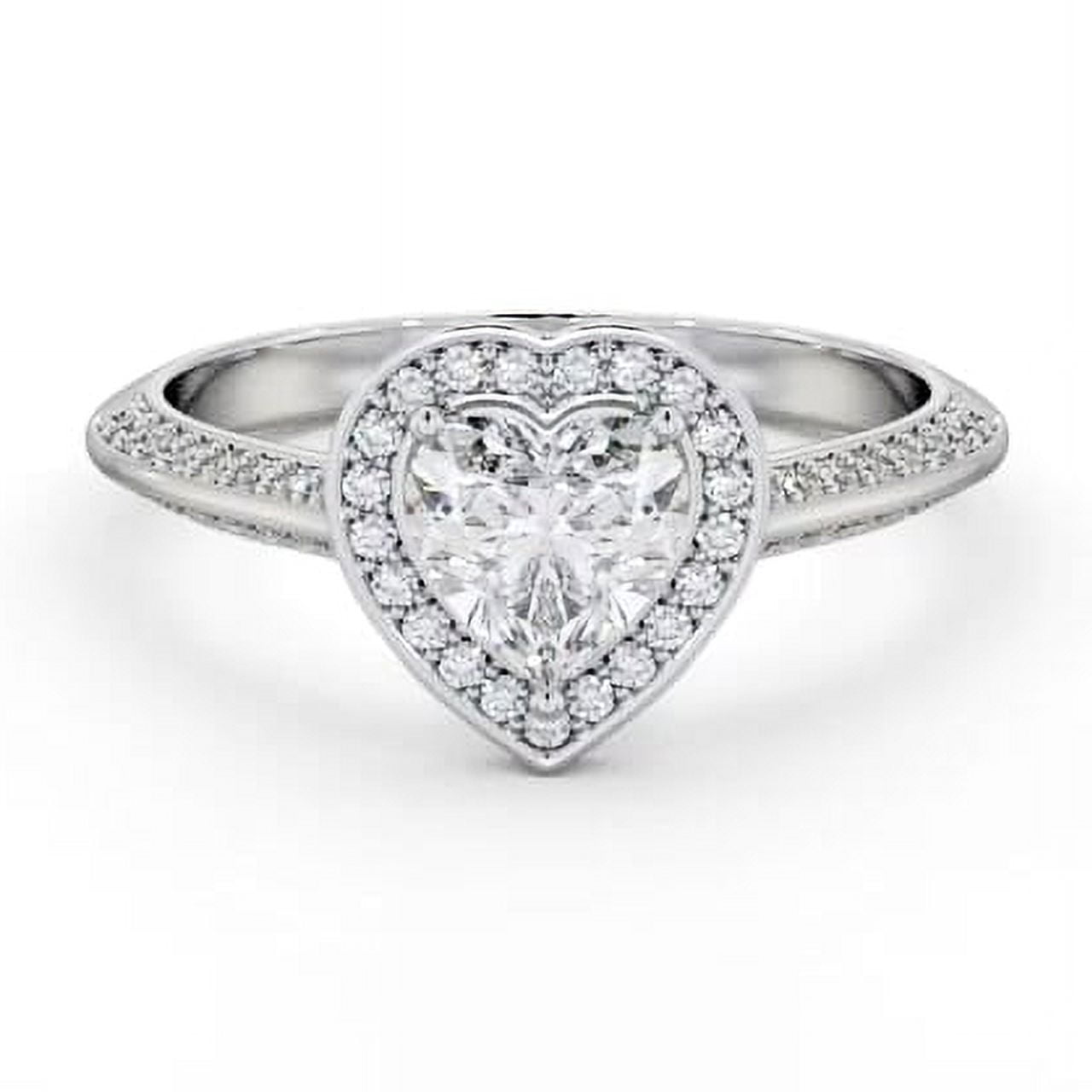 SAVEARTH DIAMONDS Heart Cut Moissanite Eternity Band - 14K Gold Plated Sterling Silver, 4x4mm Stones