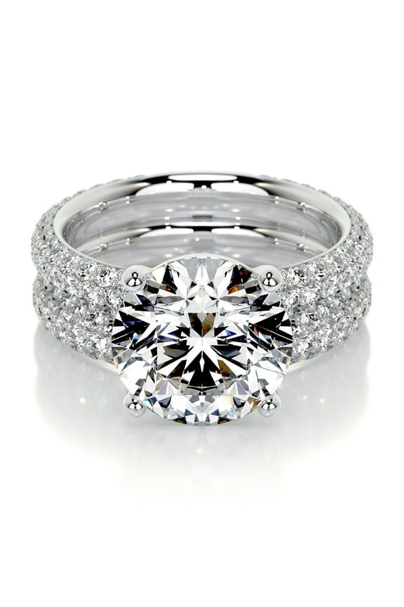2 Ct Lab Created Diamond Round Cut Bridal Set Engagement Wedding Rings in 14K White Gold Plated - Perfect for Women's - Ideal for Gifting on Special Occasions - Wedding Diamond Rings
