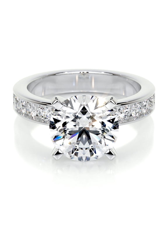 2 Ct Lab-Created Simulated Diamond Ring for Her - Round Cut Eternity Band - 14K White Gold Plated - Prong Set Engagement Ring for Women - Perfect Gift for Birthdays and Special Occasions