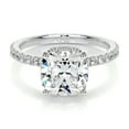 thumbnail image 1 of Bella Jewel Anniversary Ring - 14K White Gold Plated Ring - Cushion Cut Excellent 2.1 Ct Diamond Ring for Her - Eternity Diamond Ring for Women's - Halo Diamond Ring for Women's - Wedding Gift, 1 of 3