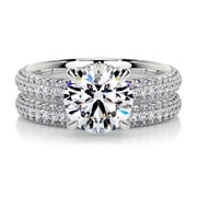 Bella Jewel Beautiful 1.9 Ct Round Cut Broad Eternity Band Diamond Rings - Featuring Lab-Created Simulated Diamonds in 14K White Gold Plated - Ideal Womens Engagement Ring for Celebratory Gifts