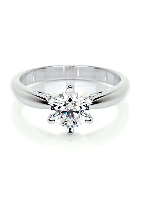 Brilliant 1.9 Ct Round Cut Diamond Ring - Simple Solitaire Diamond Ring - 14K White Gold Plated Diamond Ring - Solo Diamond Ring for Her - Solitaire Engagement Wedding Silver Ring