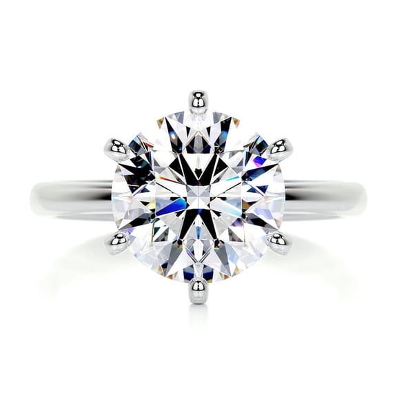 Bella Jewel Brilliant 2 Ct Round Cut Diamond Ring - Simple Diamond Ring for Her - 14K White Gold Plated Ring - Solo Stone Diamond Ring for Her - Solitaire Diamond Ring for Her - Gift for Her