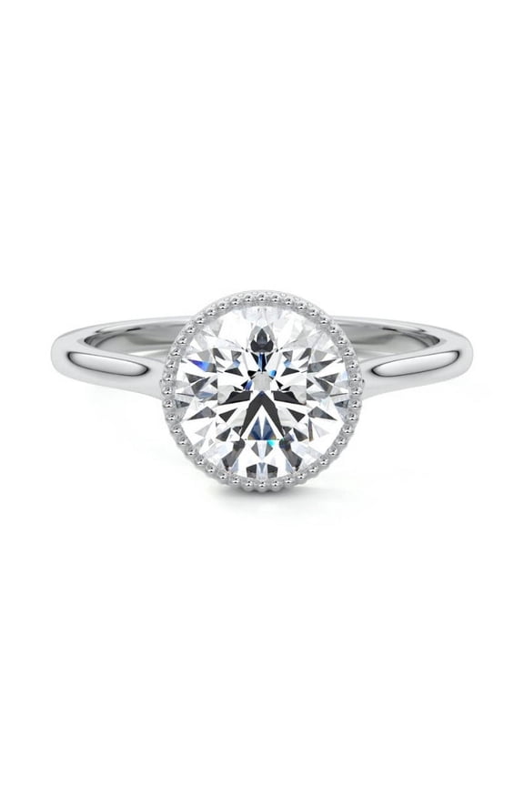 Brilliant Round Cut 1.6 Ct Lab Created Diamond Wedding Ring - Engagement Diamond Ring - Stamped 14K White Gold Plated Women's Engagement Ring - Bezel Set Diamond Women's Ring