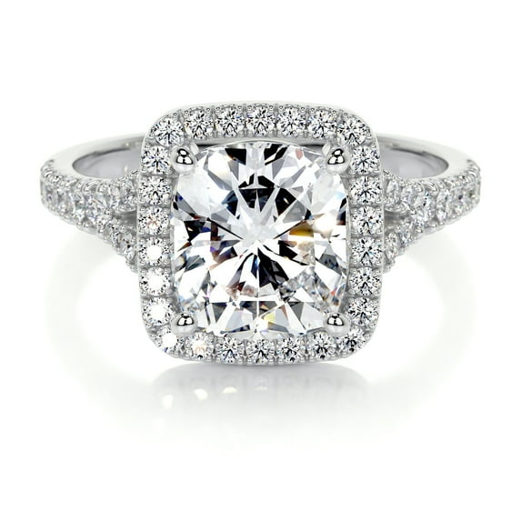 Bella Jewel Cushion Cut Excellent 2 Ct Diamond Ring - Wedding Ring - 14K White Gold Plated Ring for Women's - Eternity Diamond Ring - Halo Diamond Ring for Her - V Shape Eternity Diamond Ring