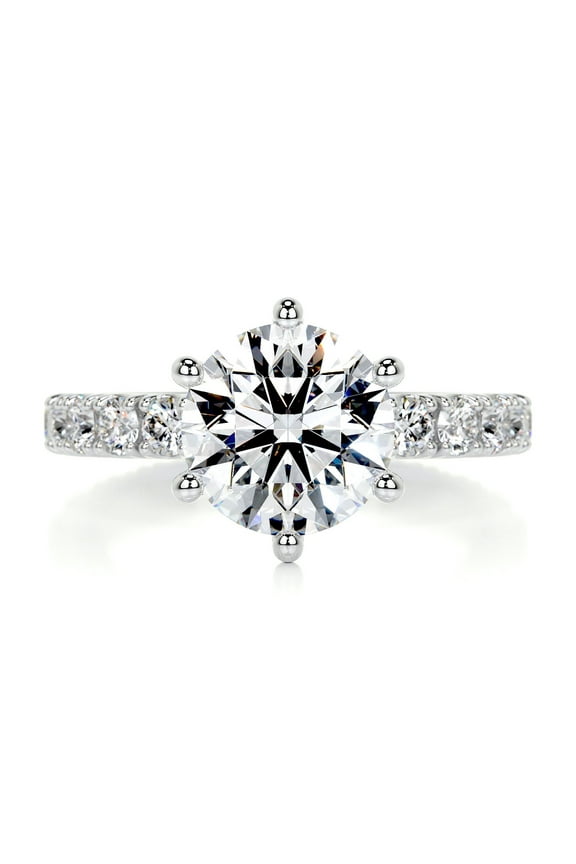 Dazzling Round Eternity Band Diamond Ring - 1.9 Ct Lab-Created Simulated Diamond - Crafted in 14K White Gold Plated - Women Engagement Ring - Perfect Surprise Gift for Her on Any Occasion