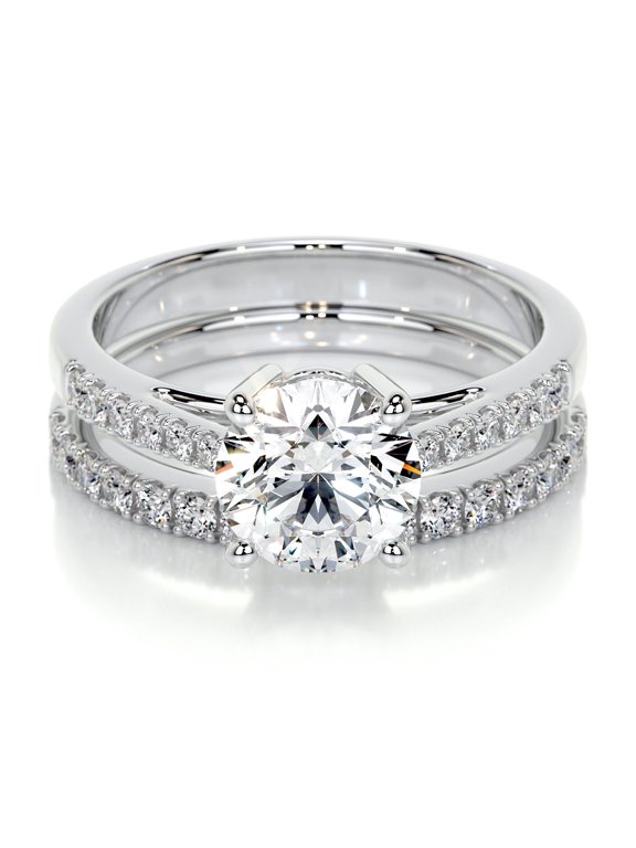Elegant 1.9 Ct Round Cut Eternity Ring - Lab-Created Simulated Diamond with Split Shank Design in 14K White Gold Plated - Perfect Engagement and Wedding Ring for Women - Gift for Her