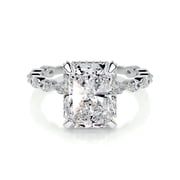 Bella Jewel Elegant 2.1 Ct Radiant Cut Hidden Halo Eternity Diamond Ring - Lab-Created Simulated Diamond in 14K White Gold Plated - Perfect Her Engagement Ring - Great for Wedding and Special Gift