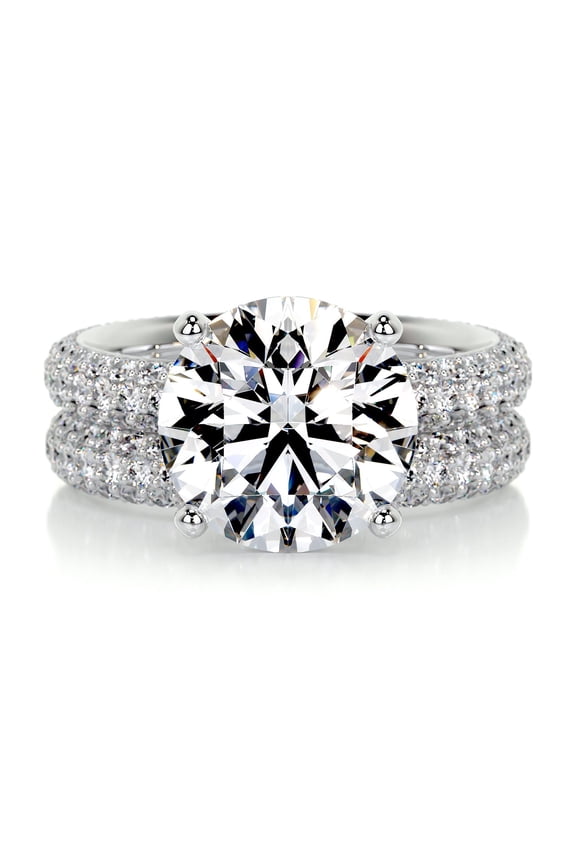Elegant 2.1 Ct Round Cut Engagement Wedding Diamond Ring - Lab-Created Simulated Diamond in 14K White Gold Plated - Beautiful Her Ring - Ideal for Gifting on Birthday and Special Events