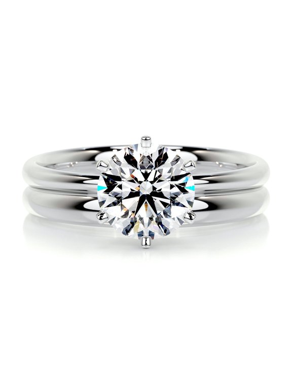 Elegant Round Solitaire Diamond Ring - 1.8 Ct Lab-Created Simulated Diamond - 14K White Gold Plated - Women's Engagement Ring - Ideal Gift for Proposals, Special Occasions, and Birthdays