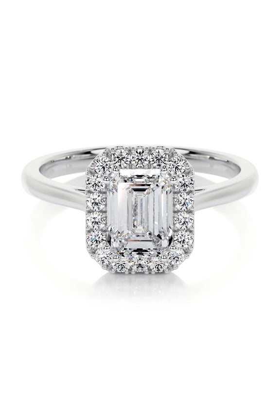 Emerald Cut Excellent 2 Ct Diamond Ring For Women's - 14K White Gold Plated Ring for Women's - Halo Diamond Ring for Women's - Engagement Wedding Diamond Ring - Wedding Ring