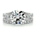 thumbnail image 1 of Bella Jewel Eternity Diamond Ring for Her - 14K White Gold Plated Diamond Ring for Her - Round Cut Brilliant 2 Ct Diamond Ring - Halo Diamond Ring for Women's - Anniversary Gift for Her, 1 of 3