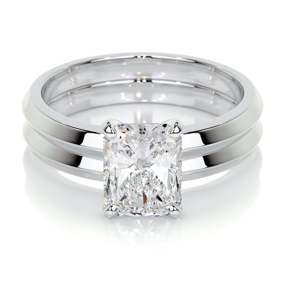 Bella Jewel Exquisite 1.9 Ct Radiant Cut Solitaire Diamond Ring - Crafted with Lab-Created Simulated Diamond in 14K White Gold Plated - Timeless Engagement Ring for Her - Perfect for Special Occasion