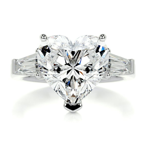 Bella Jewel Heart Cut Excellent 2 Ct Diamond Ring - Wedding Ring - 14K White Gold Plated Diamond Ring for Her - Three Stone Diamond Ring for Women's - Engagement Wedding Diamond Ring for Her