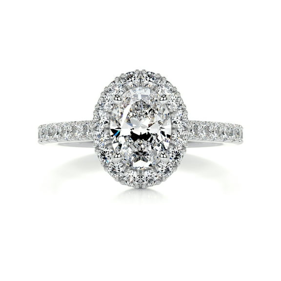 Bella Jewel Oval Cut Excellent 1.9 Ct Diamond Ring For Women's - Wedding Ring - 14K White Gold Plated Ring for Women's -Halo Diamond Ring for Women's - Eternity Diamond Ring for Women's