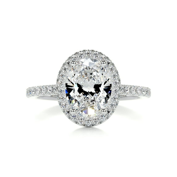 Bella Jewel Oval Cut Excellent 2.1 Ct Diamond Ring for Her - Wedding Ring - 14K White Gold Plated Diamond Ring for Her - Engagement Wedding Diamond Ring for Her - Halo Diamond Ring for Her