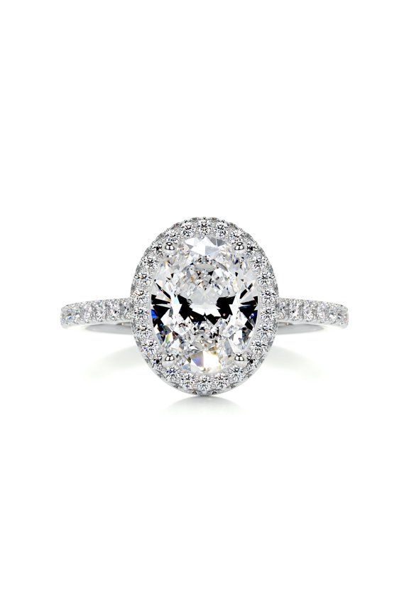 Oval Cut Excellent 2.1 Ct Diamond Ring for Her - Wedding Ring - 14K White Gold Plated Diamond Ring for Her - Engagement Wedding Diamond Ring for Her - Halo Diamond Ring for Her