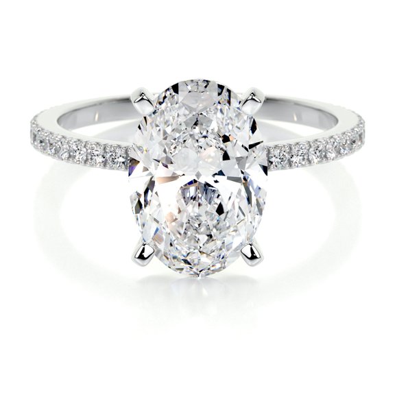 Bella Jewel Oval Cut Excellent 2.2 Ct Diamond Ring For Women's - 14K White Gold Plated Diamond Ring - Split Shank Diamond Ring for Her - Eternity Diamond Ring for Women's - Gift for Her