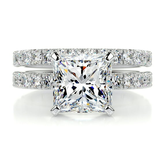 Bella Jewel Princess Cut Excellent 2 Ct Diamond Ring For Women's - 14K White Gold Plated Ring - Two Eternity Diamond Ring for Couples - Engagement Wedding Diamond Ring for Her - Gift for Her