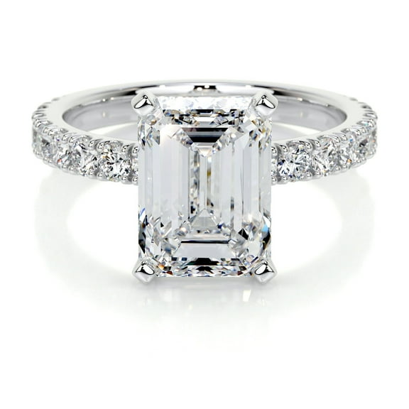 Bella Jewel Radiant Cut Excellent 2.2 Ct Diamond Ring For Women's - 14K White Gold Plated Ring for Her - Solitaire with Accent Diamond Ring for Women's - Eternity Band Diamond Ring for Women's