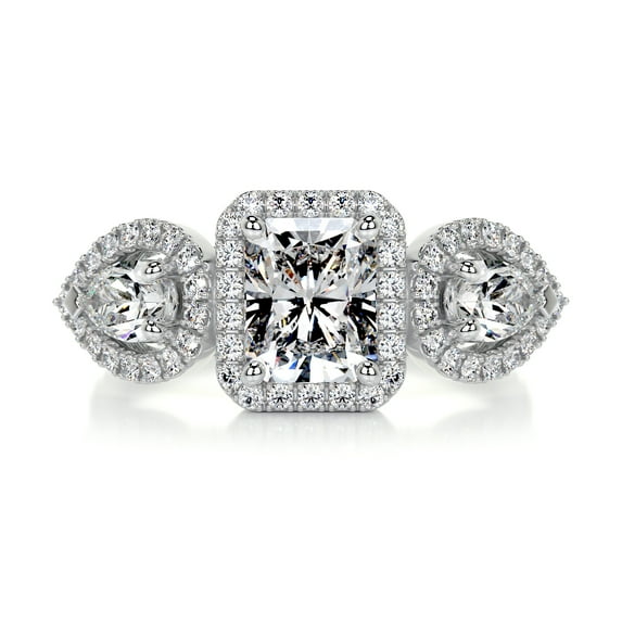 Bella Jewel Radiant Cut Excellent 2 Ct Diamond Ring for Her - 14K White Gold Plated Diamond Ring for Her - Wedding Ring - Engagement Wedding Diamond Ring for Her - Halo Diamond Ring for Her