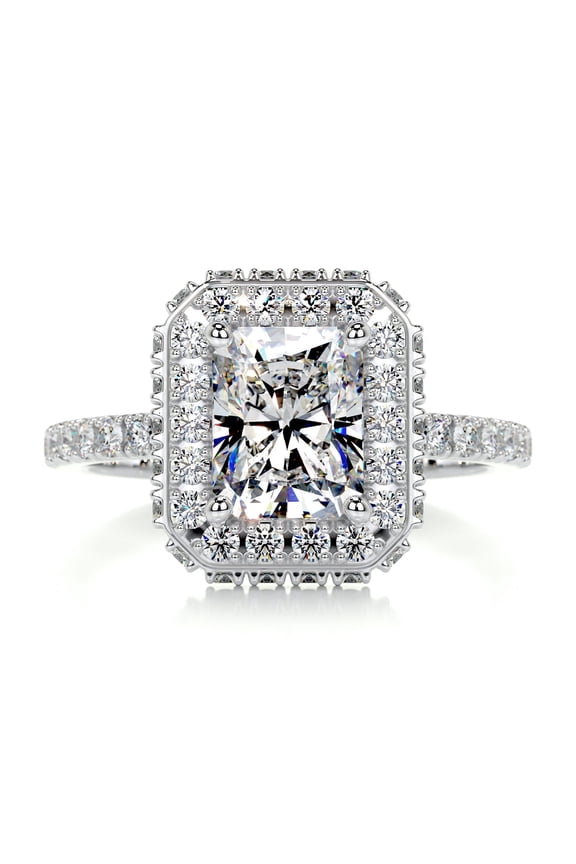 Radiant Cut Excellent 2 Ct Diamond Ring For Women's - Wedding Ring - 14K White Gold Plated Ring for Women's - Halo Diamond Ring for Women's - Eternity Diamond Ring for Women's