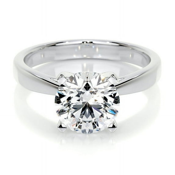 Bella Jewel Round Cut Brilliant 1.8 Ct Diamond Ring For Women's - Solitaire Diamond Ring - 14K White Gold Plated Ring - Solo Stone Diamond Ring for Her - Simple Diamond Ring for Ring for Her