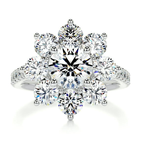 Bella Jewel Round Cut Brilliant 1.9 Ct Diamond Rings 14K White Gold Plated Rings - Wedding Rings - Halo Diamond Rings for Women's - Eternity Diamond Rings for Women's - Floral Diamond Rings
