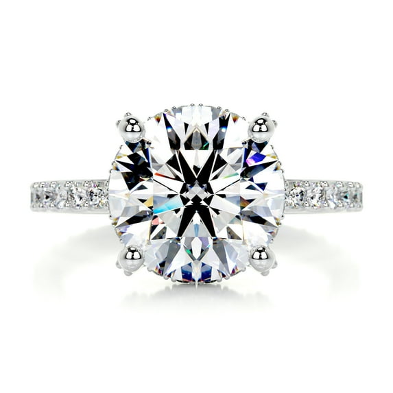 Bella Jewel Round Cut Brilliant 2 Ct Diamond Ring - Wedding Ring - 14K White Gold Plated Ring for Her - Solitaire with Accent Diamond Ring for Women's - Hidden Halo Diamond Ring for Women's