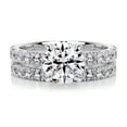 thumbnail image 1 of Bella Jewel Round Cut Two Eternity Band Diamond Ring - 1.8 Ct Lab Created Simulated Diamond in 14K White Gold Plated - Elegant Her Engagement Ring - Perfect for Wedding and Special Gifting Occasion, 1 of 3