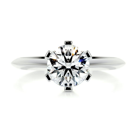 Bella Jewel Simple Solitaire Diamond Ring - 14K White Gold Plated Diamond Ring - Brilliant 1.9 Ct Round Cut Diamond Ring - Solo Diamond Ring for Her - Solitaire Engagement Wedding Silver Ring