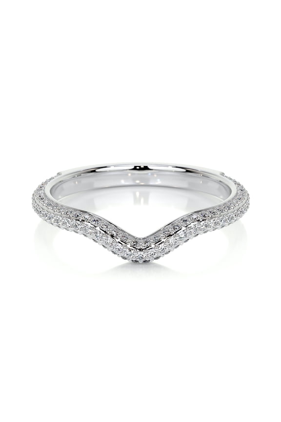 Stunning 0.4 Ct Round Cut V Shape Broad Eternity Diamond Ring for Her - lab-created Diamond in 14K White Gold Plated - Women’s Engagement Ring - Ideal for Birthdays and Special Gifts