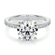 Bella Jewel Stunning 2 Ct Round Cut Broad Eternity Band Diamond Ring - 14K White Gold Plated with Lab-Created Simulated Diamonds - Perfect Engagement Ring for Women, Ideal for Gift, and Celebrations