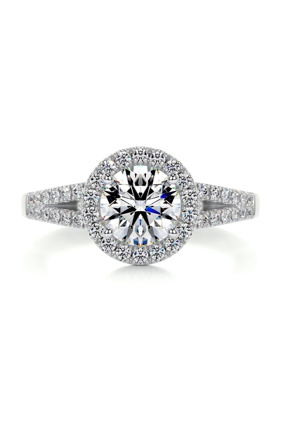 Wedding Ring - 14K White Gold Plated Ring for Women's - Round Cut Brilliant 1.9 Ct Diamond Ring for women's - Eternity Diamond Ring for Women's - Halo Diamond Ring for Women's