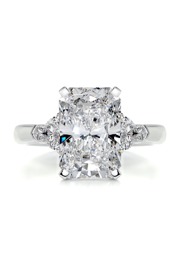 Wedding Ring - Radiant Cut Excellent 2.2 Ct Diamond Ring - 14K White Gold Plated Diamond Ring for Her - Three Stone Diamond Ring for Women's - Engagement Wedding Diamond Ring