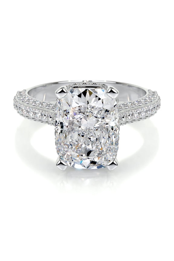 Wedding Ring - Radiant Cut Excellent 2.3 Ct Diamond Ring - 14K White Gold Plated Ring for Her - Hidden Halo Diamond Ring for Women's - Solitaire with Accent Diamond Ring for Her