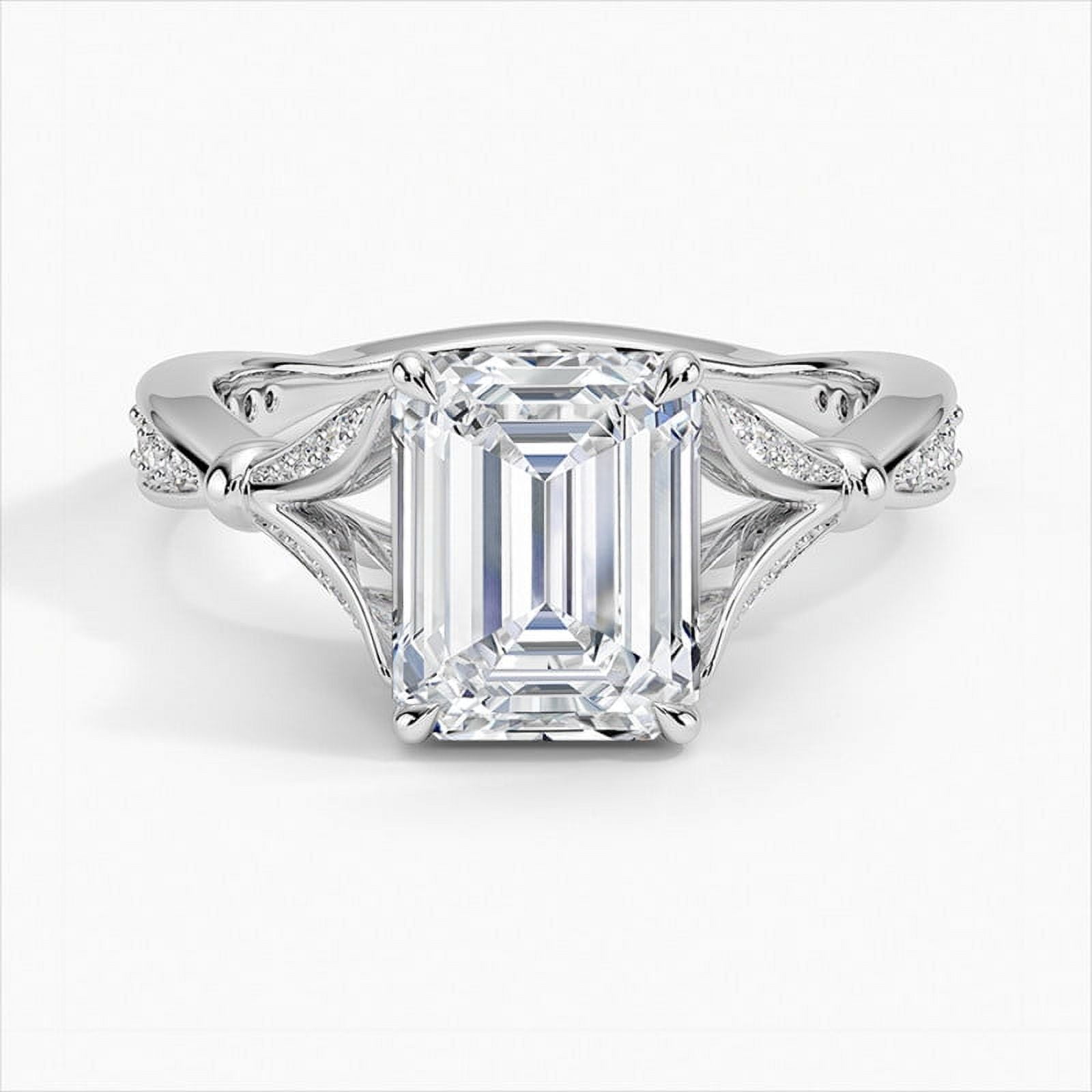 Bella Jewelry 14K White Gold Plated 1.58 Ct Emerald Cut Moissanite Ring ...