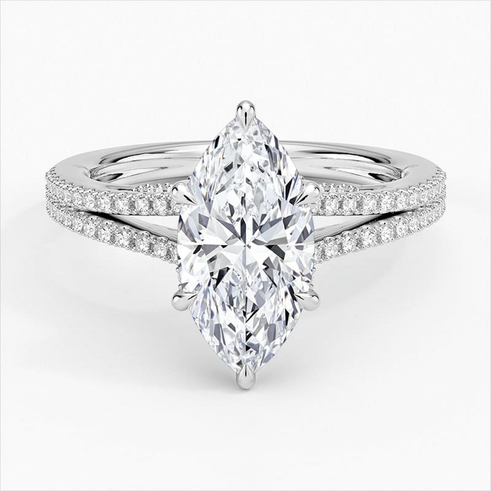 Bella Jewelry 14K White Gold Plated 2.14 Ct Marquise Cut Moissanite ...
