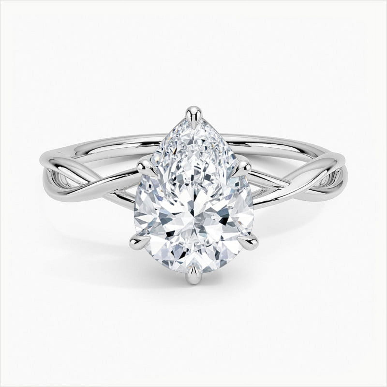 Bella Jewelry 14K White Gold Plated Ring - 2.01 Ct Pear Cut Moissanite ...