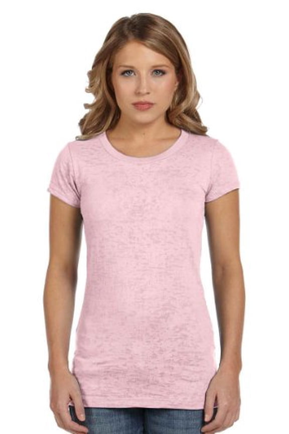Bella Ladies' Bernadette Burnout T-Shirt 8601, Small, Soft Pink